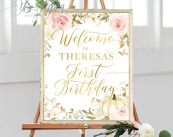 Fall Welcome Sign for Any Event! Fall Pink Pumpkin Welcome Sign - Printed or Digital -  Bridal Shower, Baby, Birthday Party Sign  - Fall 11
