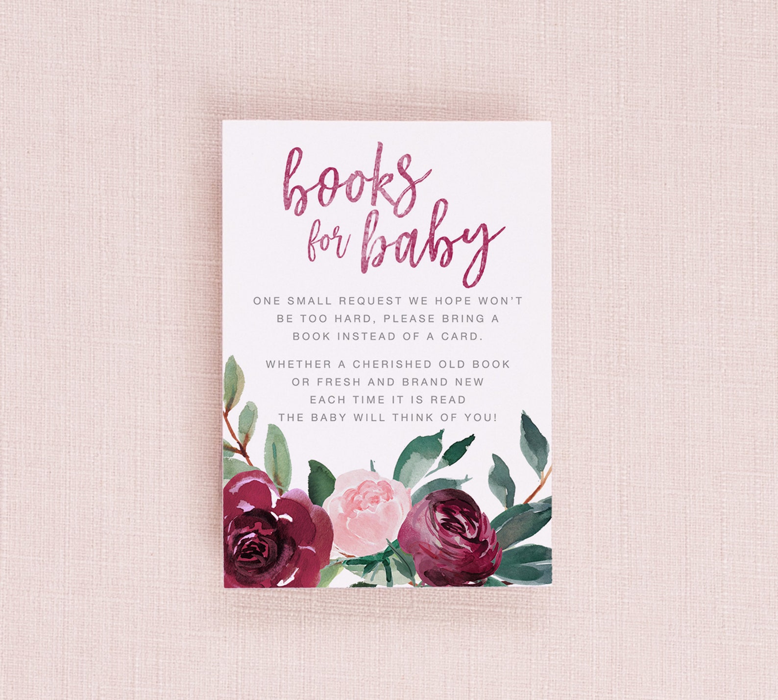 Printable Books for Baby Card Bring a Book Instead of Card Etsy