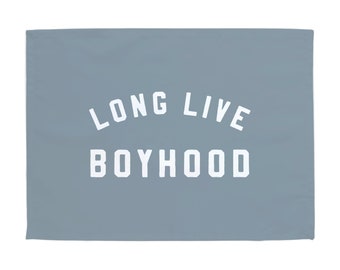 Long Live Boyhood Easy Hang Banner™ for Boy's Rooms, Brother's Rooms & Playrooms - Boy's Room Wall Decor - Denim