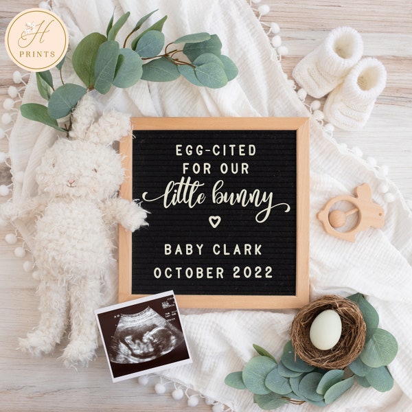 Editable Easter Pregnancy Announcement © for Social Media, Little Bunny Pregnancy Announcement for Social Media, Spring Baby Announcement