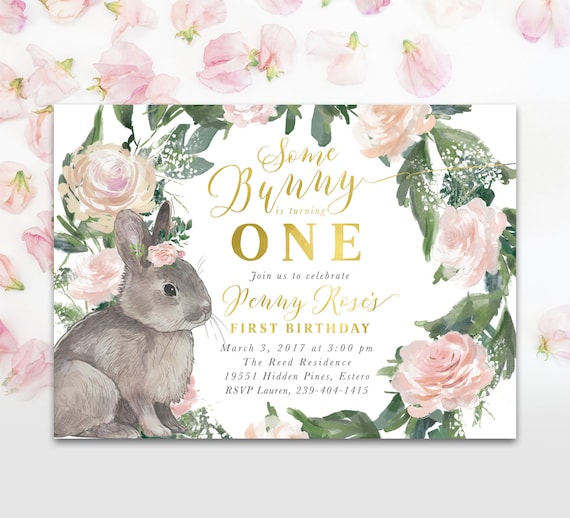 Is Turning One Turning One Some Bunny Is One Bunny Invitation Bunny Birthday Bunny Birthday 1st Birthday Some Bunny First Birthday