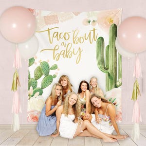 Taco 'Bout a Baby Photography Backdrop, Baby Shower Backdrop, Fiesta Baby Shower Backdrop, Fiesta Party Backdrop Curtain- Carrie
