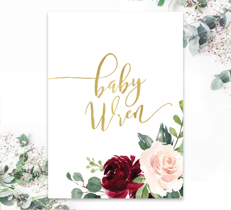 Baby Shower Invitation Girl, Girl Baby Shower Invite, Burgundy & Blush Baby Shower Invite, Floral Baby Shower - Printed, Printable - Kristen image 3