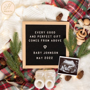 Christmas Pregnancy Announcement Digital, Editable Holiday Digital Pregnancy Announcement, Scripture Christmas Pregnancy Announcement