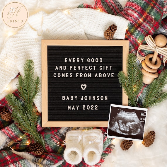 Christmas Pregnancy Announcement Digital, Editable Holiday Digital