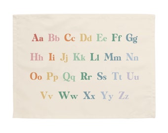 Alphabet Easy Hang Banner™ for Kid's Rooms, Kid's Playrooms & Nursery. Kids Room Wall Art, Playroom Wall Decor, Nursery Wall Decor (rainbow)