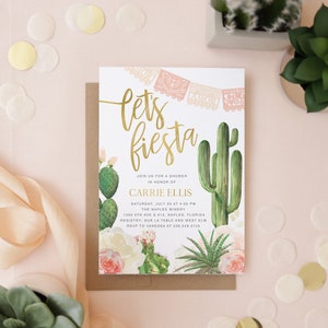 Let's Fiesta Bridal Shower Invitation, Cactus Bridal Shower Invitation, Boho Bridal Shower Invitation, Mexican Theme Bridal Shower, Carrie
