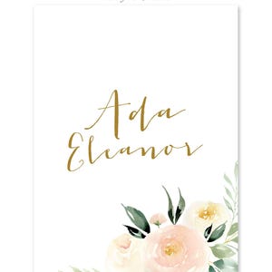 Baby Shower Invitation Girl, Girl Baby Shower Invite, Floral Baby Shower Invite Girl, Blush Pink, Peach & Greenery, Printed /Printable - Ada image 2