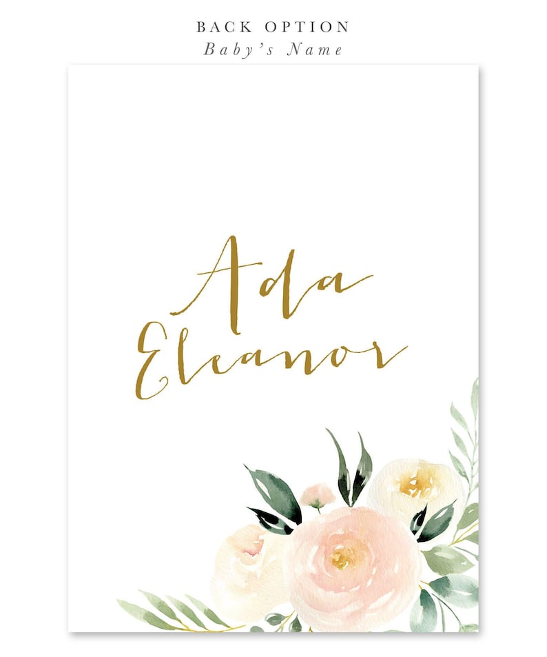Baby Shower Invitation Girl, Girl Baby Shower Invite, Floral Baby Shower Invite Girl, Blush Pink, Peach & Greenery, Printed /Printable - Ada image 2