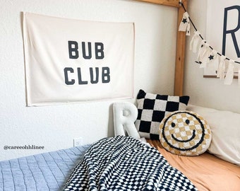 Bub Club Easy Hang Fabric Banner: Wall Art for Boy's Rooms, Boy's Playroom Art, Boy's Playroom Wall Decor, Brother's Playroom Decor