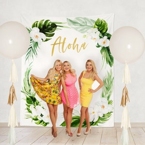 Aloha Photography Backdrop, Tropical Photo Backdrop, Baby Shower Backdrop, Baby Shower Photography Curtain, Baby Shower Luau Backdrop Kai image 3