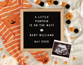 Editable Halloween Pregnancy Announcement, Pumpkin Pregnancy Announcement Template, Gender Neutral Digital Baby Announcement