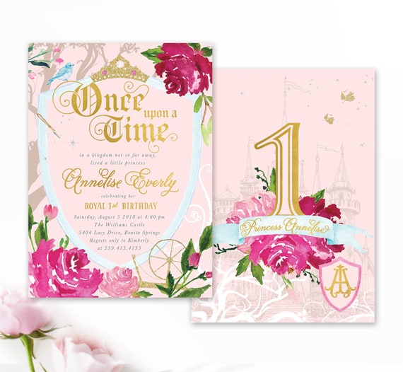 Sleeping Beauty Birthday Party Invitation, Princess Birthday Invitation, Briar Rose Invite - First Birthday, 1st Any Age Girl Birthday Party Il_570xn
