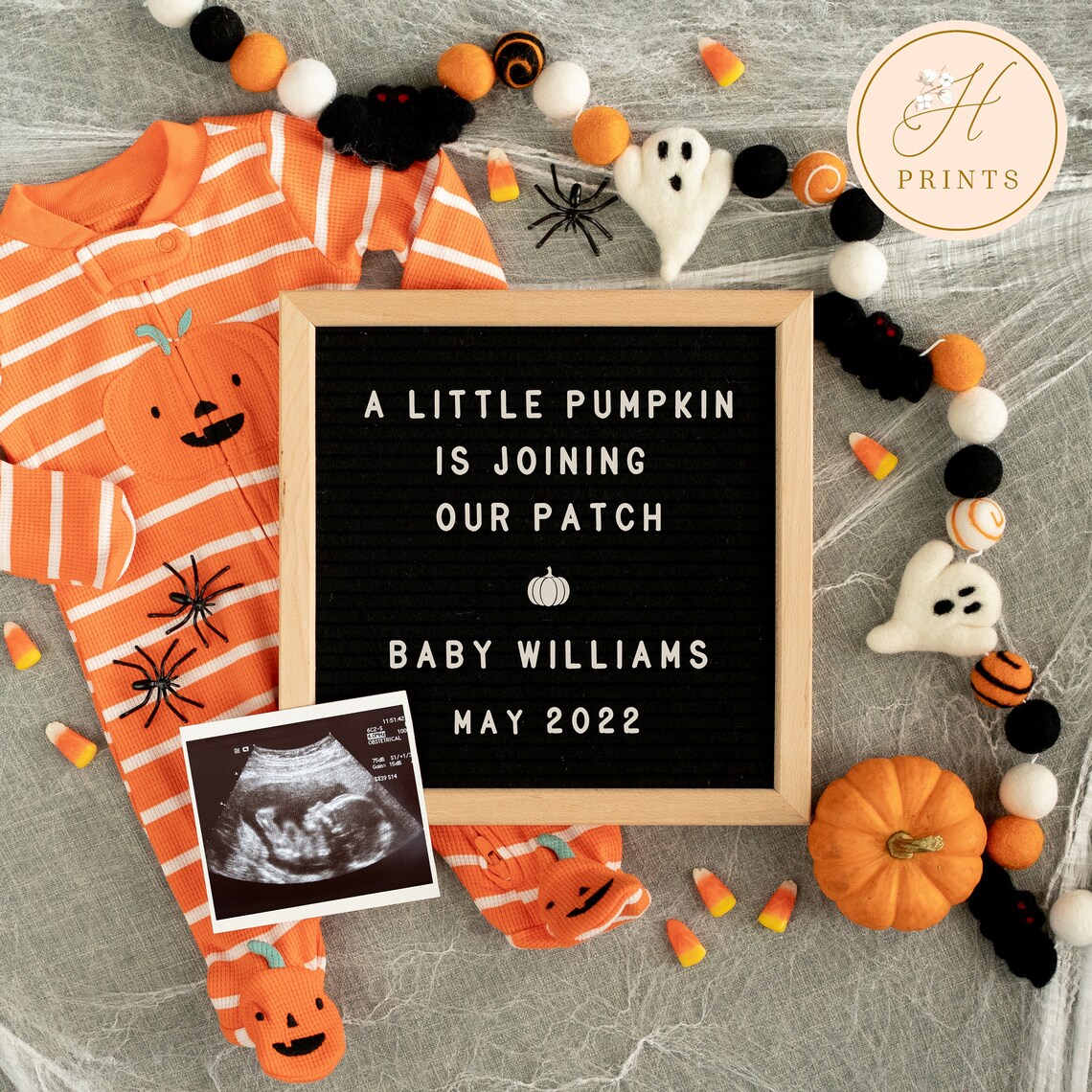 Editable Halloween Pregnancy Announcement Pumpkin Pregnancy - Etsy