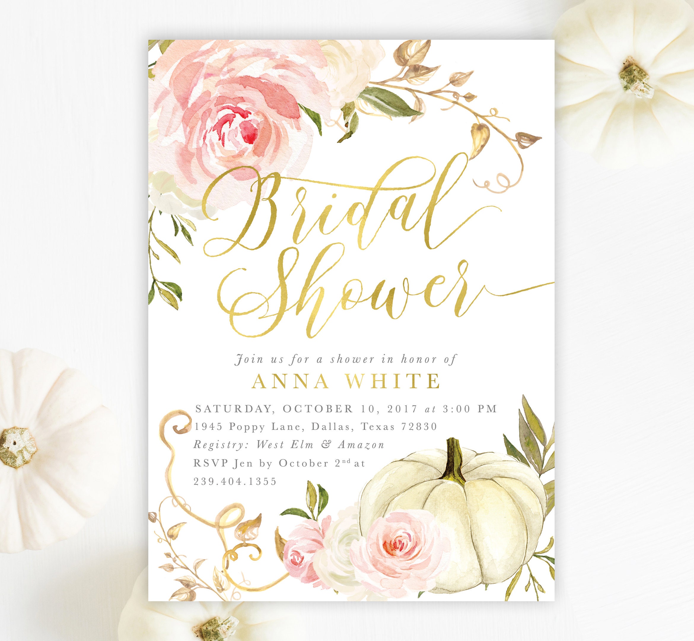 Fall Bridal Shower Invitation Autumn Bridal Shower Invite Etsy