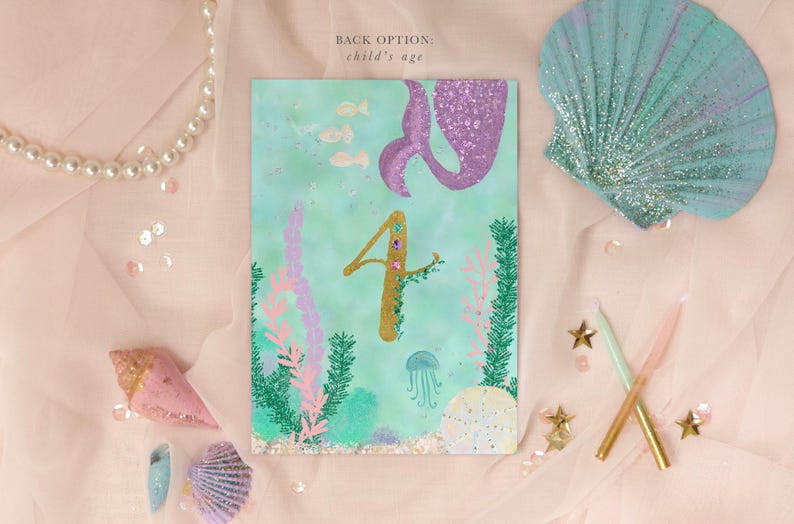 Mermaid Birthday Party Invitation, Mermaid Birthday, Mermaid Invite, Mermaid Invitation, Mermaid Party, Under the Sea Invitation - Annelise image 3