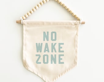 No Wake Zone Nursery Sign: Canvas Banner Beach House Decor