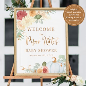 Fall Baby Shower Welcome Sign, Pumpkin Baby Shower Welcome Sign, Little Pumpkin Baby Shower Welcome Sign, Printed or Printable - Piper