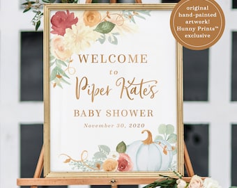 Fall Baby Shower Welcome Sign, Pumpkin Baby Shower Welcome Sign, Little Pumpkin Baby Shower Welcome Sign, Printed or Printable - Piper