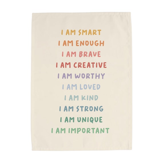 Daily Affirmations Easy Hang Banner™ for Kid's Rooms, Playrooms & Nursery. Kid's Room Wall Decor, Nursery Art, Gift for New Parent {Rainbow}