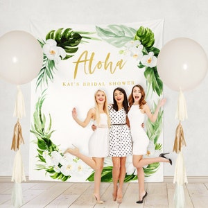 Aloha Photography Backdrop, Tropical Photo Backdrop, Baby Shower Backdrop, Baby Shower Photography Curtain, Baby Shower Luau Backdrop Kai image 2