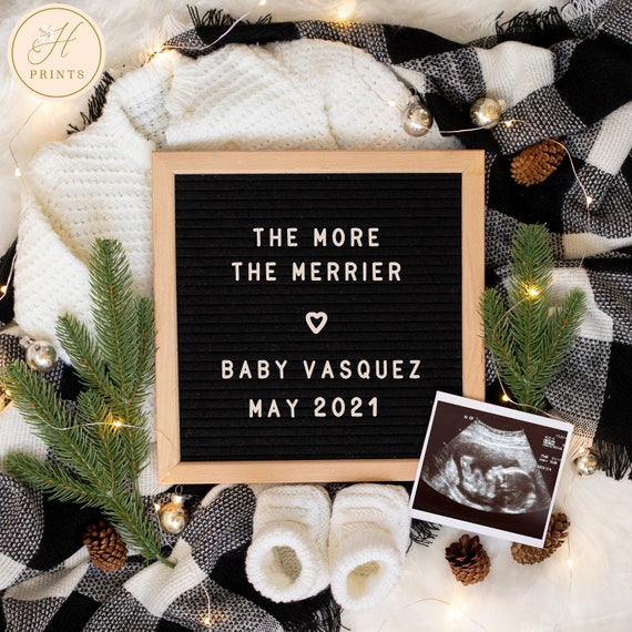 Editable Christmas Pregnancy Announcement, Holiday Digital Pregnancy Announcement, Winter Social Media Pregnancy Letter Board Announcement Il_570xn