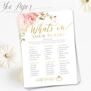 Fall What&#39;s in Your Purse Game, Fall Bridal Shower Game, Fall Baby Shower Game - What&#39;s In Your Purse, INSTANT DOWNLOAD, Printable - Fall 11