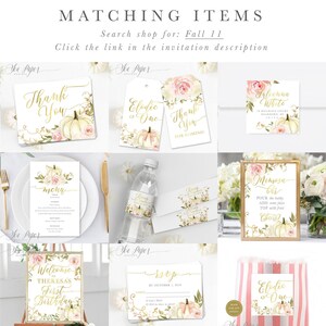 Girl Fall Baby Shower Invitations | Pumpkin Baby Shower Printed Invites with Envelopes - Fall 11 | Invitation Printing or Digital image 4