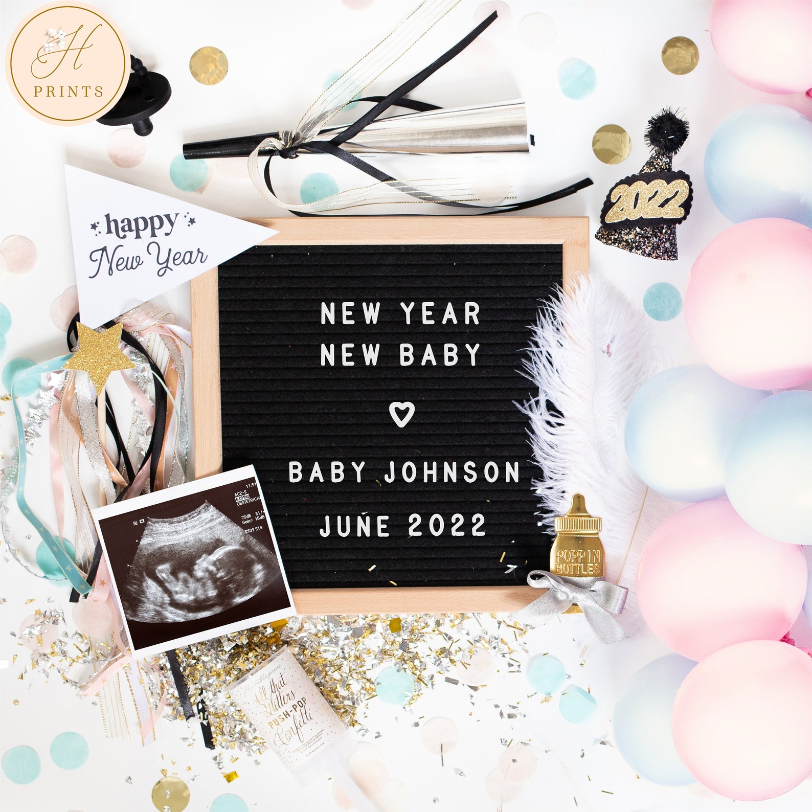 Editable 2022 New Years Pregnancy Announcement New Year Etsy