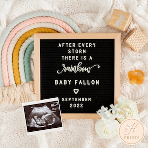 Rainbow Baby Pregnancy Announcement for Social Media, Editable Rainbow Pregnancy Digital Announcement, Letter Board Digital Announcement