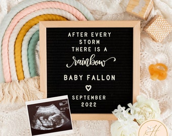 Rainbow Baby Pregnancy Announcement for Social Media, Editable Rainbow Pregnancy Digital Announcement, Letter Board Digital Announcement