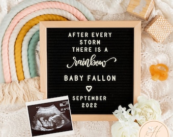 Rainbow Baby Pregnancy Announcement for Social Media, Editable Rainbow Pregnancy Digital Announcement, Letter Board Digital Announcement