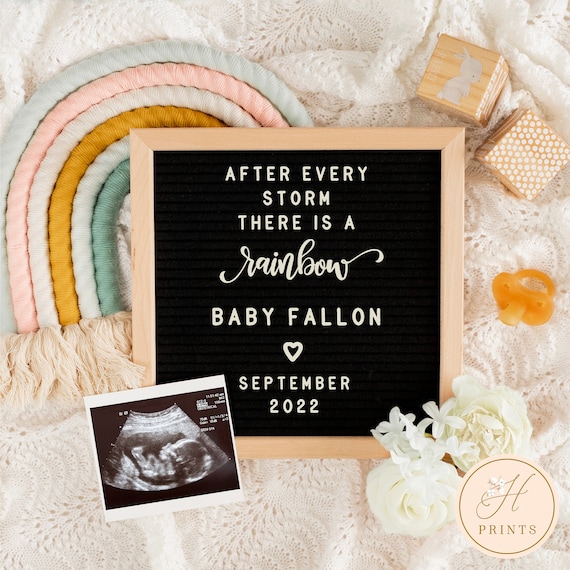 Rainbow Baby Pregnancy Announcement for Social Media, Editable Rainbow Pregnancy Digital Announcement, Letter Board Digital Announcement Il_570xn