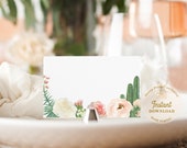 Cactus Fiesta Place Cards Download, Cactus Food Tent Card, Fiesta Buffet Card - Flat & Folded Cards, Editable Instant Download - Carrie