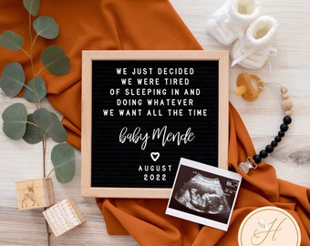 Social Media Pregnancy Announcement Template, Editable Pregnancy Announcement, Gender Neutral Personalized Letter Board Announcement