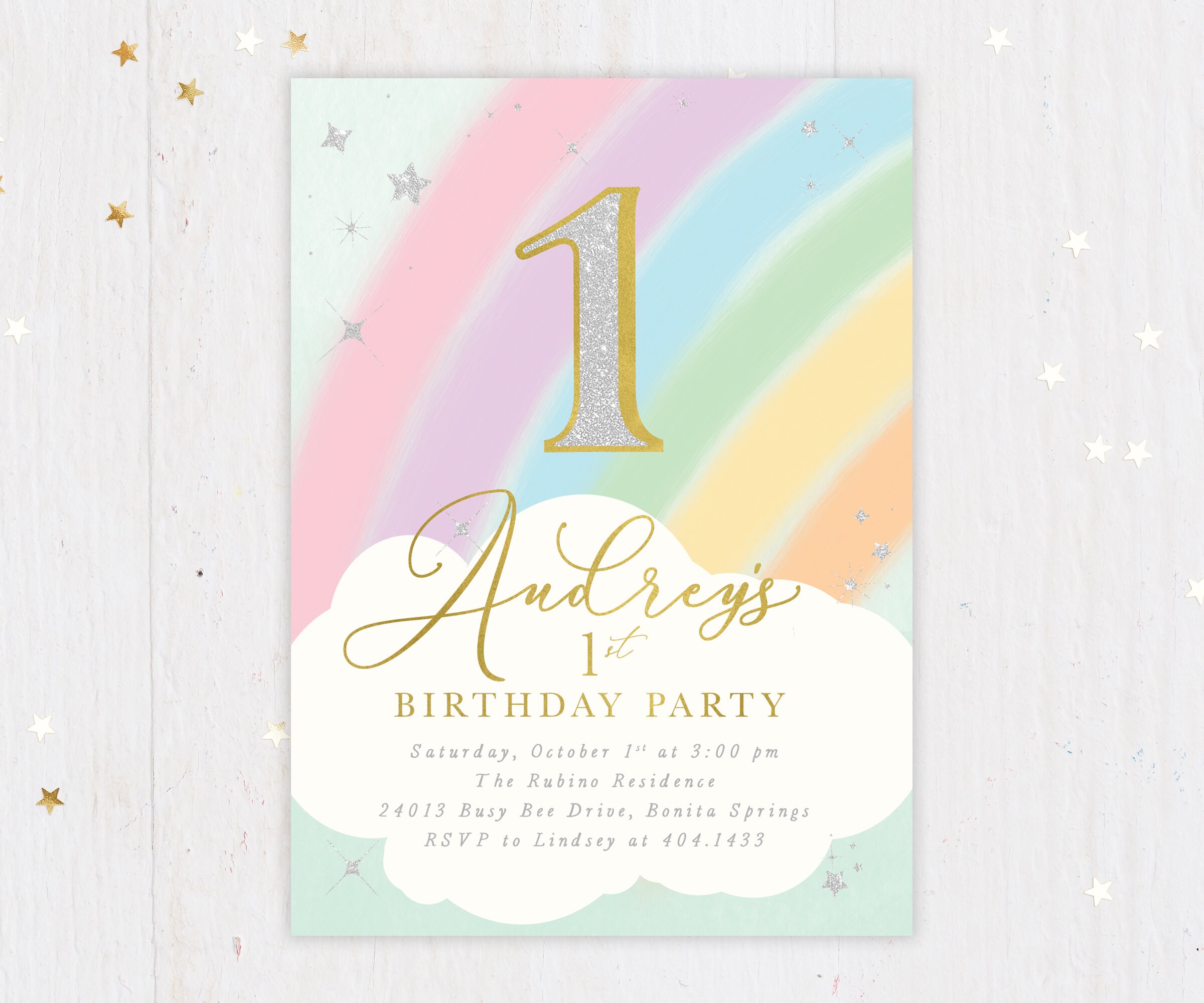 Rainbow First Birthday Invitation Girl Rainbow Girl 1st Etsy Australia