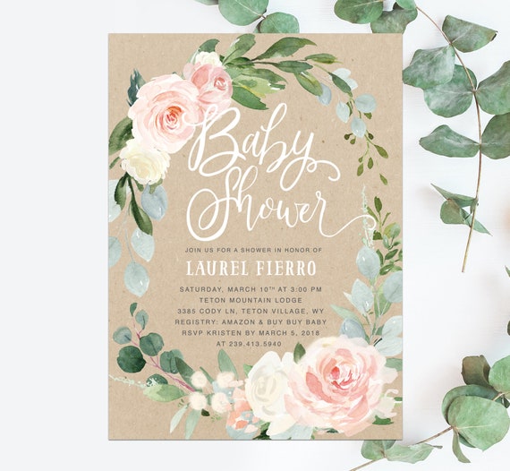 boho baby shower invitations girl