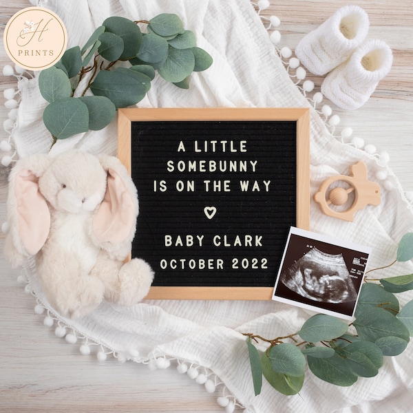 Editable Easter Pregnancy Announcement © for Social Media, Spring Baby Pregnancy Announcement for Social Media, Bunny Pregnancy Announcement