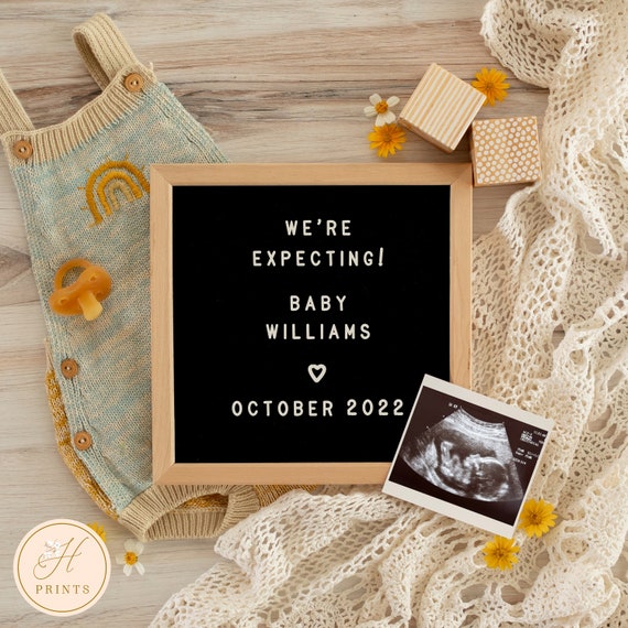 Editable Baby Pregnancy Announcement for Social Media, Rainbow Baby Editable Baby Pregnancy Announcement for Social Media, Rainbow Baby
