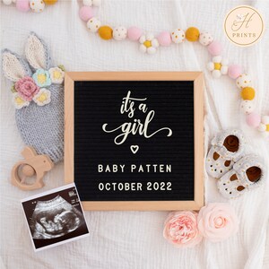 Anuncio © editable de embarazo de Pascua de Baby Girl para redes sociales, Anuncio de Girl Spring Bunny Redes sociales, Anuncio de Somebunny