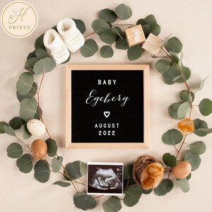 Anuncio editable de embarazo de Pascua para las redes sociales, Anuncio de bebé de primavera para las redes sociales, Anuncio de embarazo de Letter Board