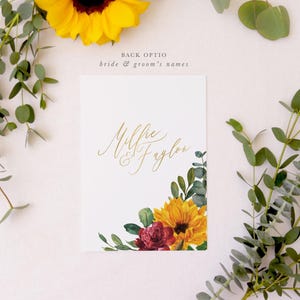 Printed Shower Invitations | Sunflower Bridal Shower Invitation, Fall Bridal Invite with Envelopes - Fall 14 | Invitation Printing image 2