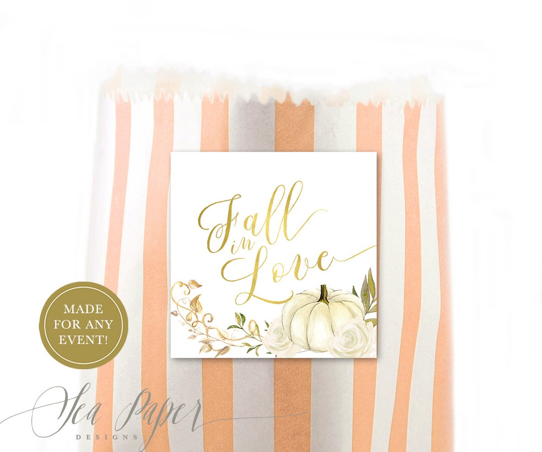 Fall Favor Labels - ANY EVENT - Fall Flowers and Pumpkin - Baby Shower ...