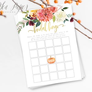 Ducha nupcial de bingo nupcial de otoño, juego de ducha de boda de otoño, juego de ducha nupcial de calabaza de otoño, DESCARGA INSTANTE, Imprimible / Digital, Otoño 7