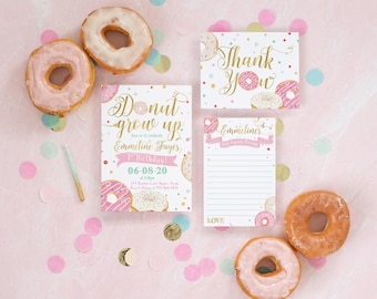 Donut Grow Up Birthday Invitation, Donut First Birthday Invitation, Girl Donut Invitation, Donut 1st Birthday, ANY AGE Donut Birthday Invite