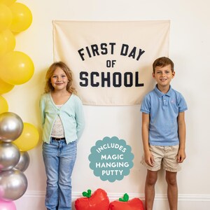 First & Last Day of School Banner Bundle - Easy to Hang for First Day of School Photos or Party Backdrops - Natural and Black image 2