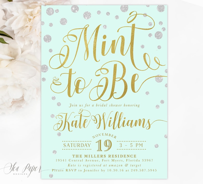 Mint to Be Bridal Shower Invitation Mint Bridal Shower Etsy