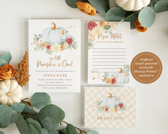 Fall Birthday Invitation, Pumpkin Birthday Invitation, Little Pumpkin Birthday Invite, Fall First Birthday, Pumpkin 1st Birthday - Piper Il_570xn