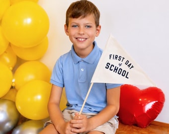 First Day of School Canvas Flag For Photos: Choose Your Grade - Preschool -> 12th {Black}