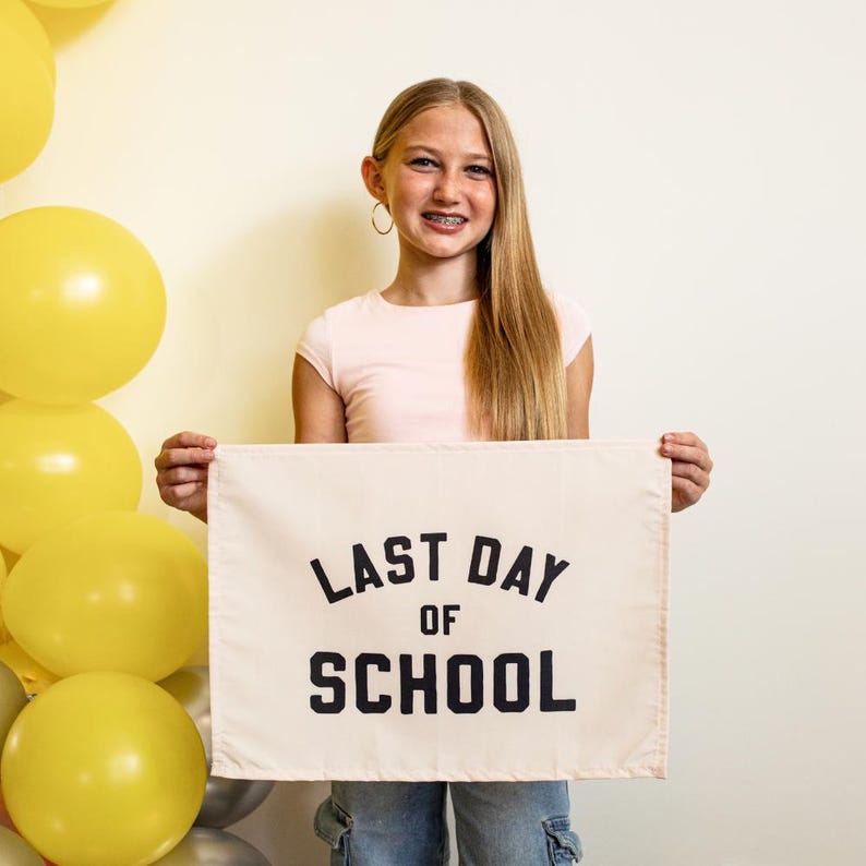 First & Last Day of School Banner Bundle - Easy to Hang for First Day of School Photos or Party Backdrops - Natural and Black image 7